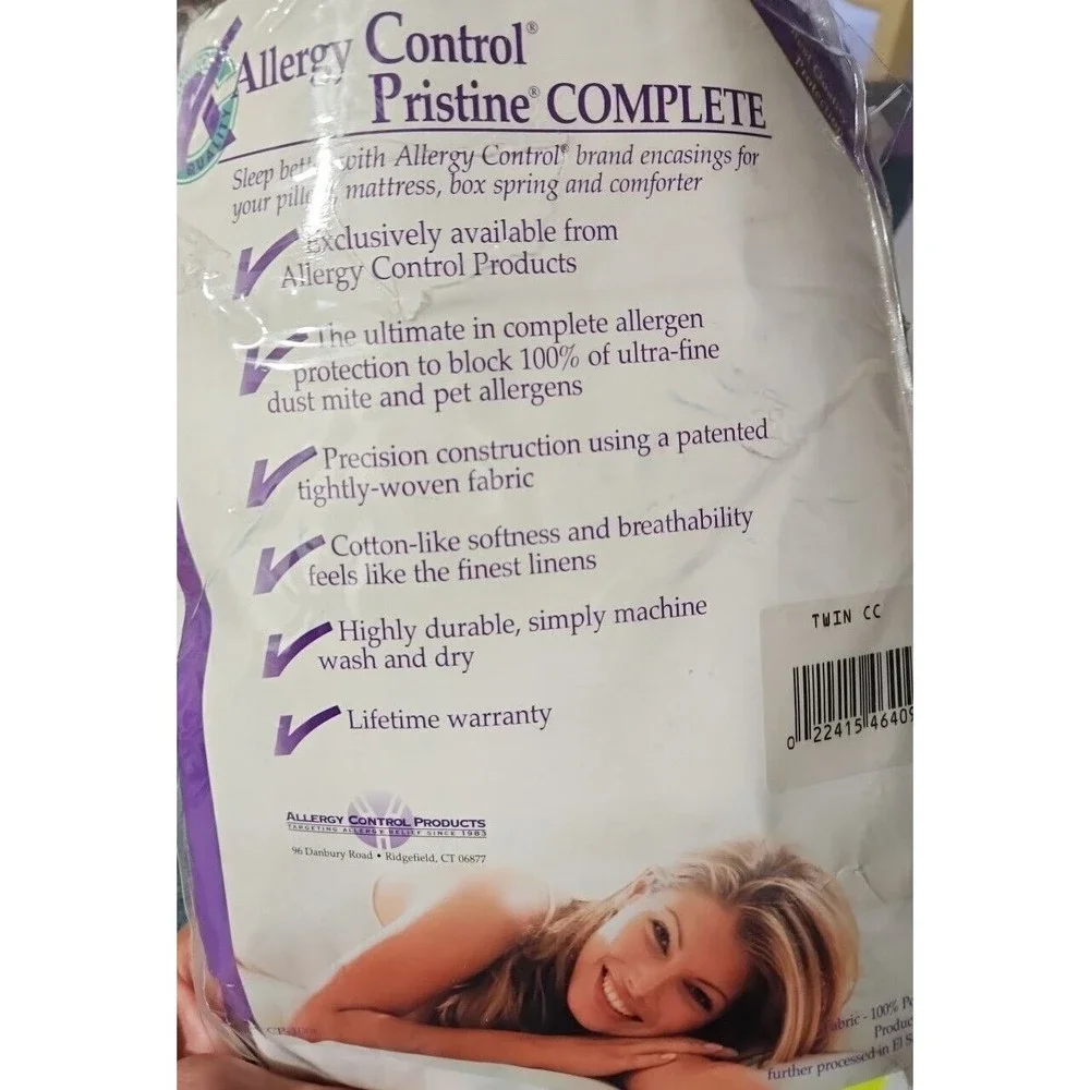 Allergy Control Pristine Complete Comforter Cover Twin White NEW Open Package